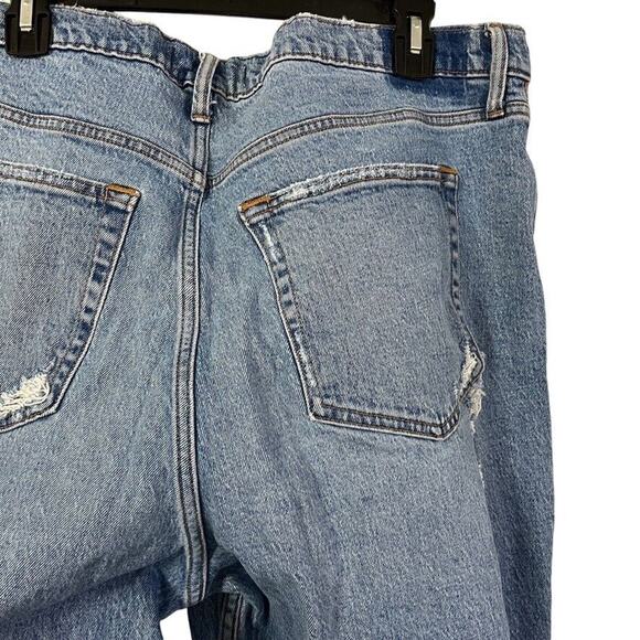 Abercrombie & Fitch The Dad High Rise Distressed Medium Blue Jeans sz 34 / 18L - Picture 13 of 16